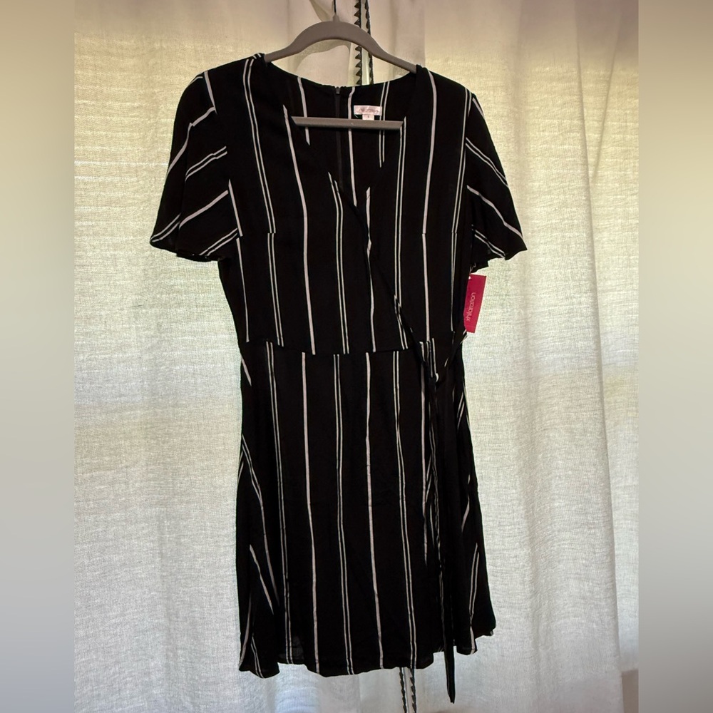 Xhilaration Black and White Striped Dress - Small